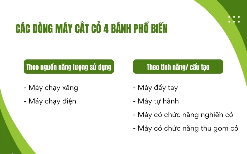 Các dòng máy cắt cỏ 4 bánh phổ biến