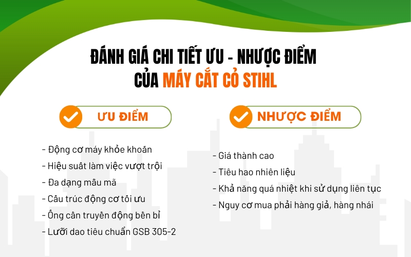 Đánh giá chi tiết ưu - nhược điểm của máy cắt cỏ Stihl