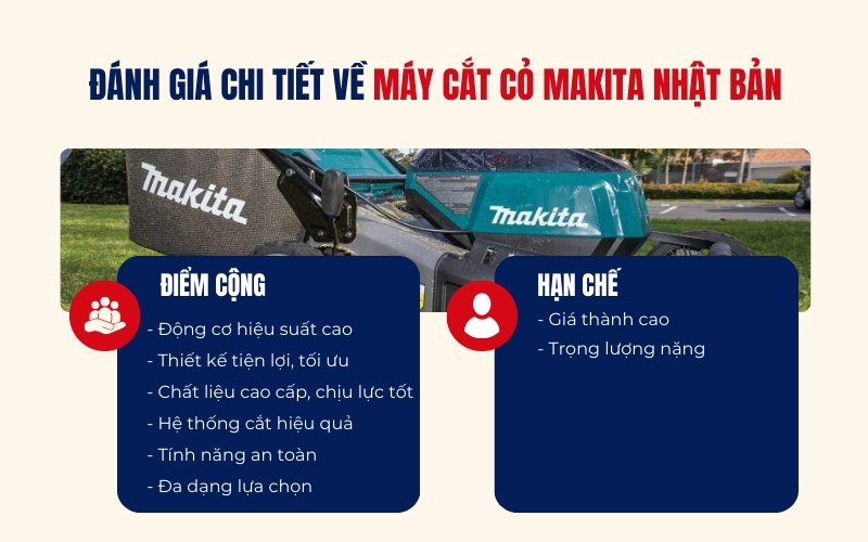 Đánh giá chi tiết về máy cắt cỏ Makita Nhật Bản