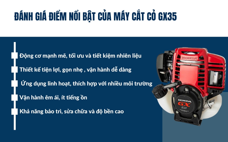Đánh giá điểm nổi bật của máy cắt cỏ GX35