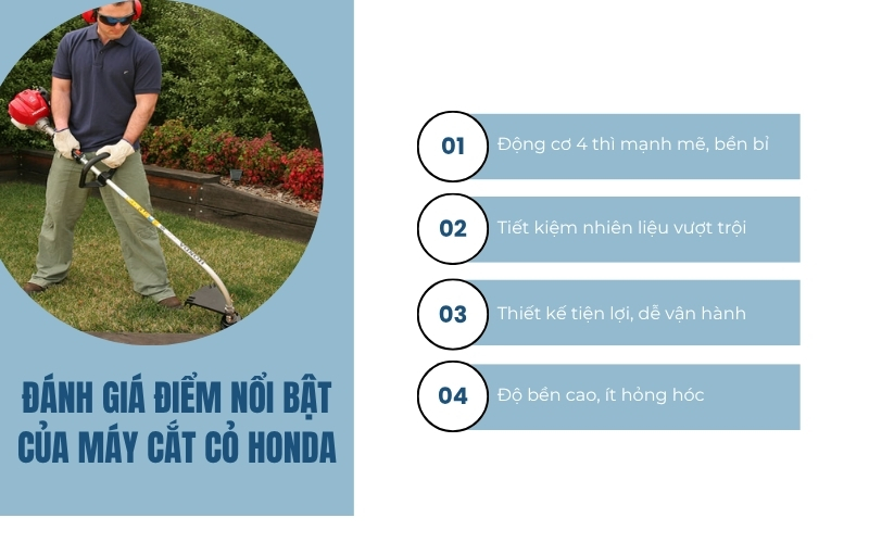Đánh giá điểm nổi bật của máy cắt cỏ Honda