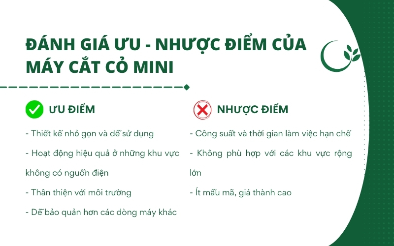 Đánh giá ưu - nhược điểm của máy cắt cỏ mini