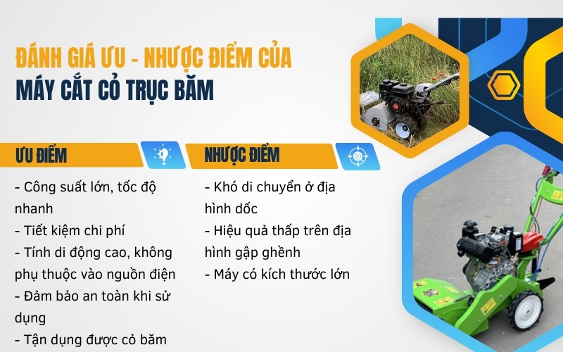 Đánh giá ưu - nhược điểm của máy cắt cỏ trục băm
