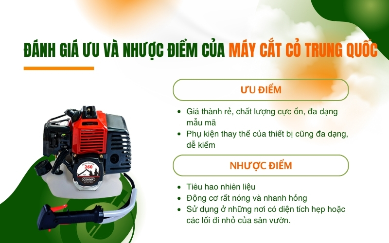 Đánh giá ưu và nhược điểm của máy cắt cỏ Trung Quốc