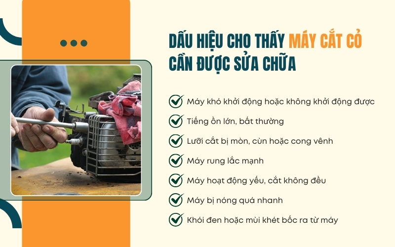 Dấu hiệu cho thấy máy cắt cỏ cần được sửa chữa