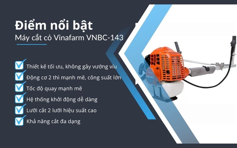 Điểm nổi bật của Máy cắt cỏ Vinafarm VNBC-143