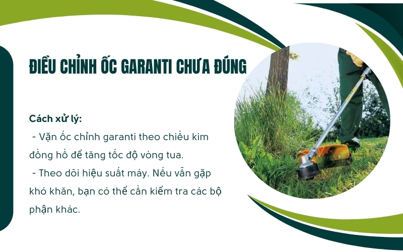 Điều chỉnh ốc garanti chưa đúng