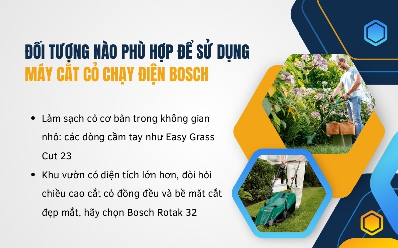 Đối tượng nào phù hợp để sử dụng máy cắt cỏ chạy điện Bosch