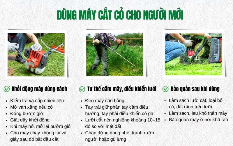 Dùng Máy Cắt Cỏ Cho Người Mới