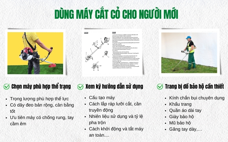 Dùng Máy Cắt Cỏ Cho Người Mới