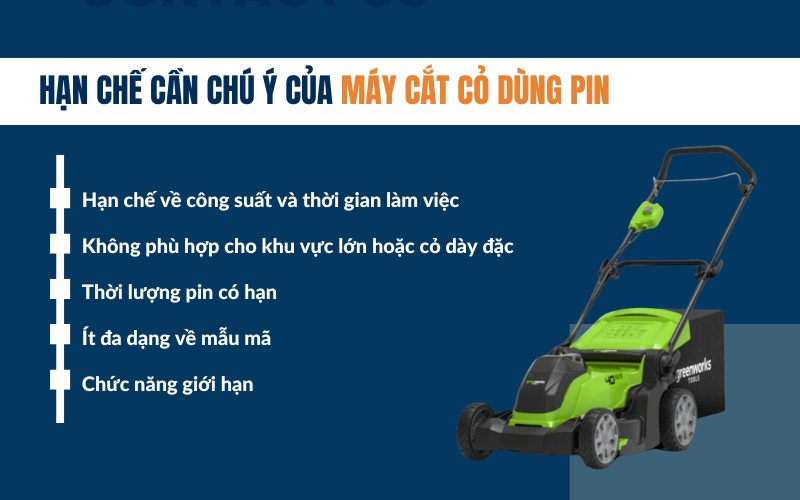Hạn chế cần chú ý của máy cắt cỏ dùng pin
