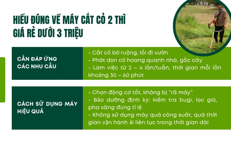 Hiểu đúng về máy cắt cỏ 2 thì giá rẻ dưới 3 triệu