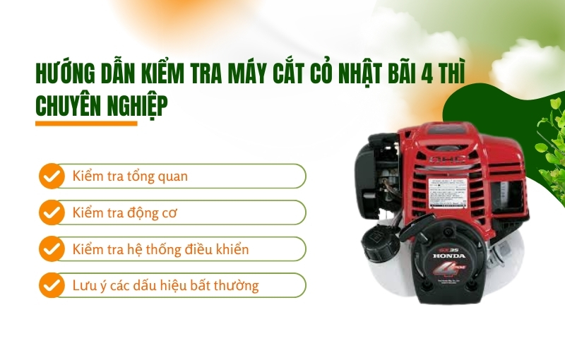 Hướng dẫn kiểm tra máy cắt cỏ nhật bãi 4 thì chuyên nghiệp