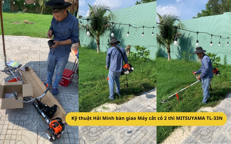 bàn giao Máy cắt cỏ 2 thì MITSUYAMA TL-33N cho khách 