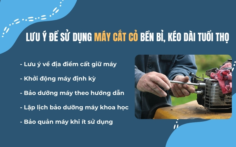 Lưu ý để sử dụng máy cắt cỏ bền bỉ, kéo dài tuổi thọ
