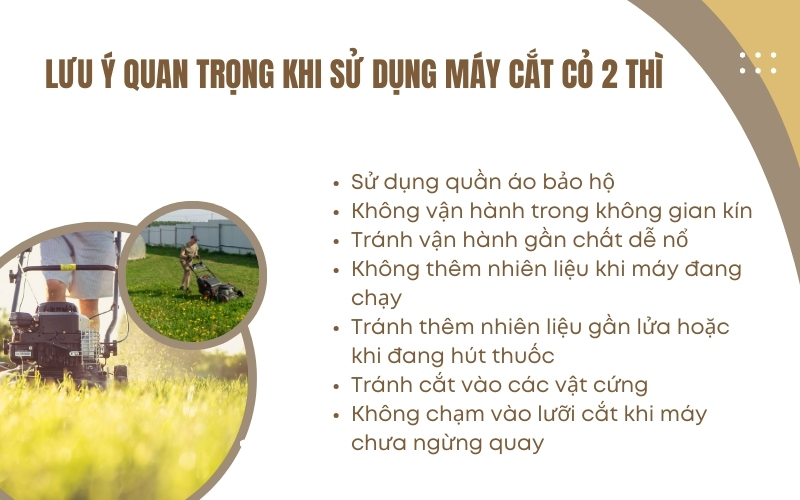 Lưu ý quan trọng khi sử dụng máy cắt cỏ 2 thì