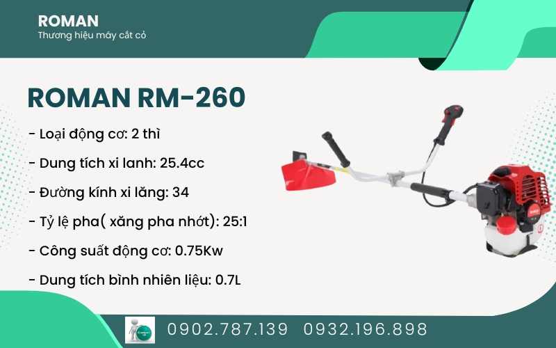 Máy Cắt Cỏ Chạy Xăng 2 thì Roman RM-260