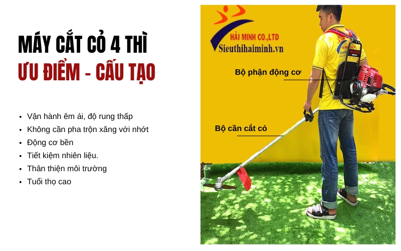 Máy cắt cỏ 4 thì - ưu điểm cấu tạo