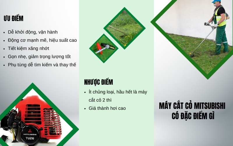 Máy cắt cỏ Mitsubishi có đặc điểm gì