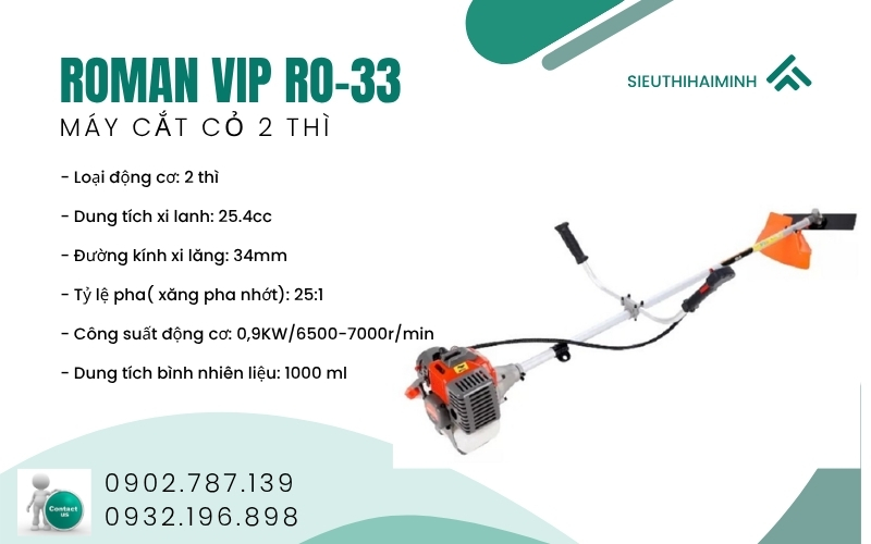 Thông số kĩ thuật máy phát cỏ chạy xăng 2 thì RO-33