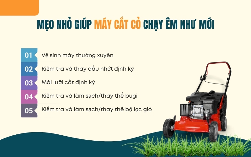 Mẹo nhỏ giúp máy cắt cỏ chạy êm như mới