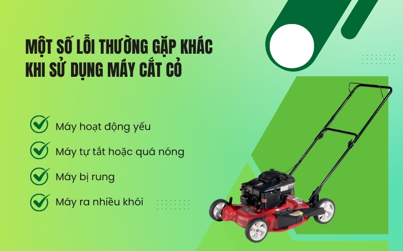Một số lỗi thường gặp khác khi sử dụng máy cắt cỏ