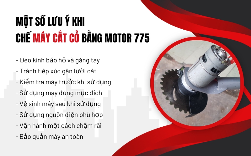 Một số lưu ý khi chế máy cắt cỏ bằng motor 775