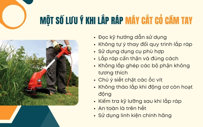 Một số lưu ý khi lắp ráp máy cắt cỏ cầm tay