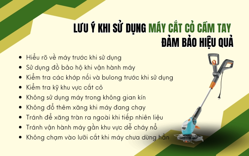 Lưu ý khi sử dụng máy cắt cỏ đảm bảo hiệu quả