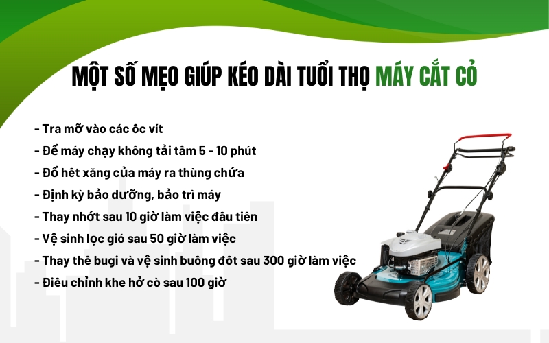 Một số mẹo giúp kéo dài tuổi thọ máy cắt cỏ