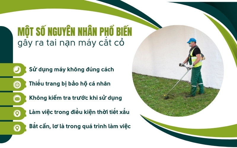 Một số nguyên nhân phổ biến gây ra tai nạn máy cắt cỏ