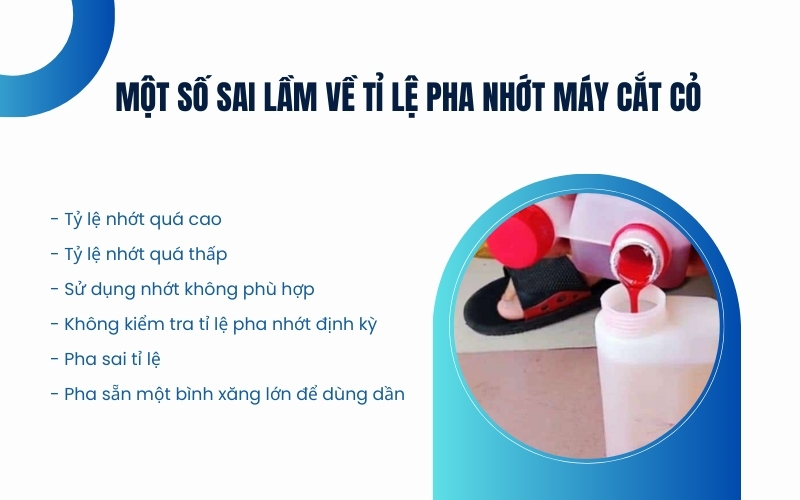 Một số sai lầm về tỉ lệ pha nhớt máy cắt cỏ