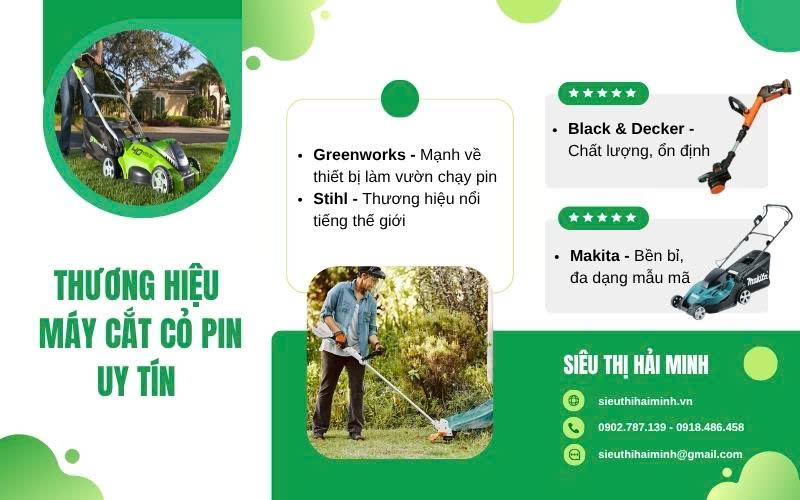 Nên đầu tư máy cắt cỏ chạy pin thương hiệu nào