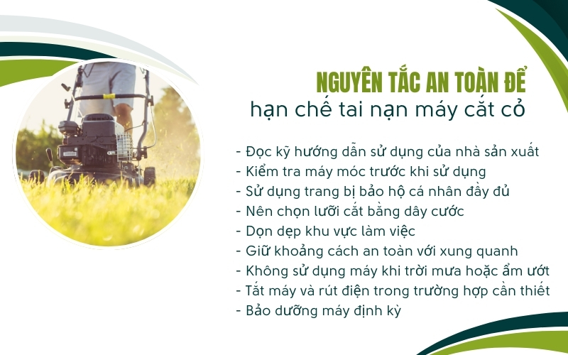 Nguyên tắc an toàn để hạn chế tai nạn máy cắt cỏ