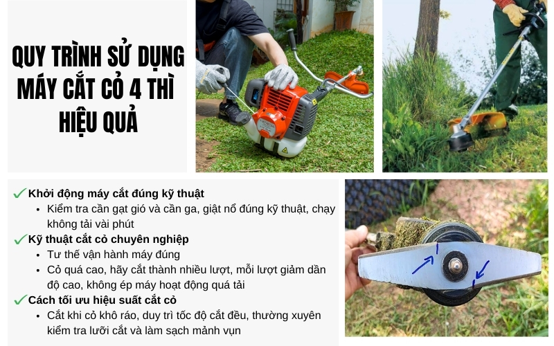 Quy trình sử dụng máy cắt cỏ 4 thì hiệu quả