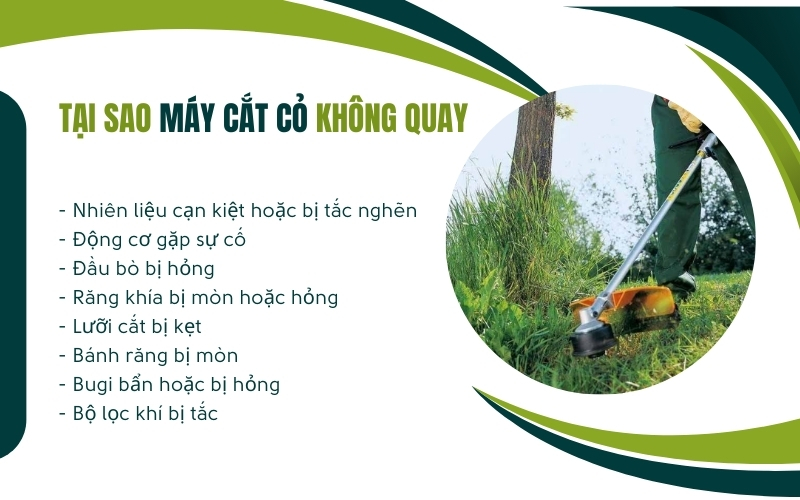 Tại sao máy cắt cỏ không quay?