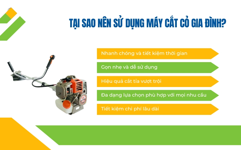 Tại sao nên sử dụng máy cắt cỏ gia đình?