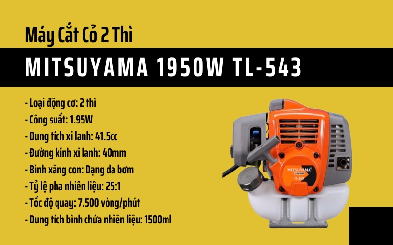 Thông số chi tiết của máy cắt cỏ Mitsuyama 1950W TL-543