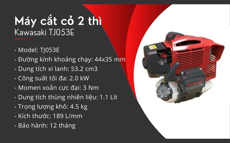 Thông số kỹ thuật của Máy cắt cỏ 2 thì Kawasaki TJ053E