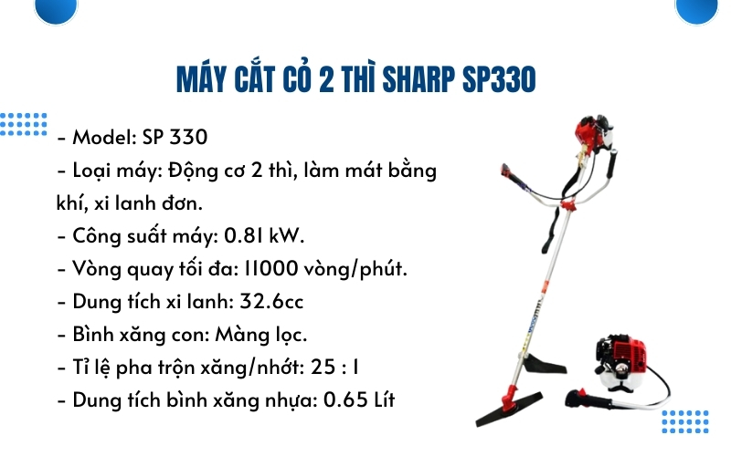 Thông số kỹ thuật của Máy cắt cỏ 2 thì Sharp SP330