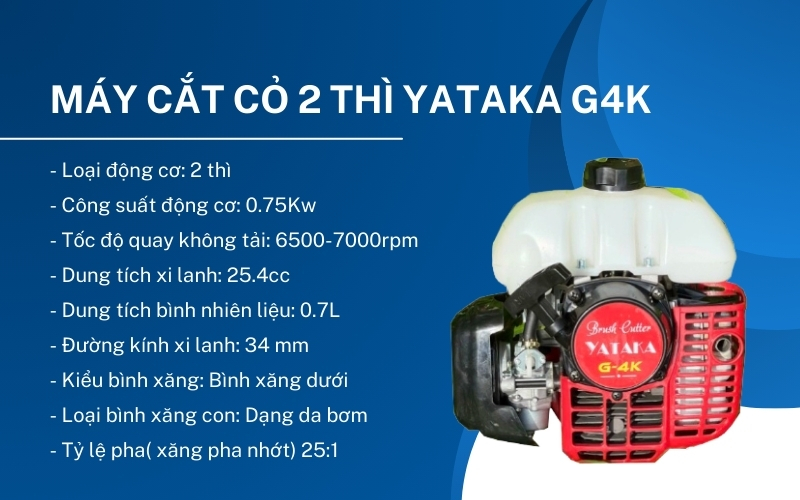 Thông số kỹ thuật của Máy cắt cỏ Yataka G4K