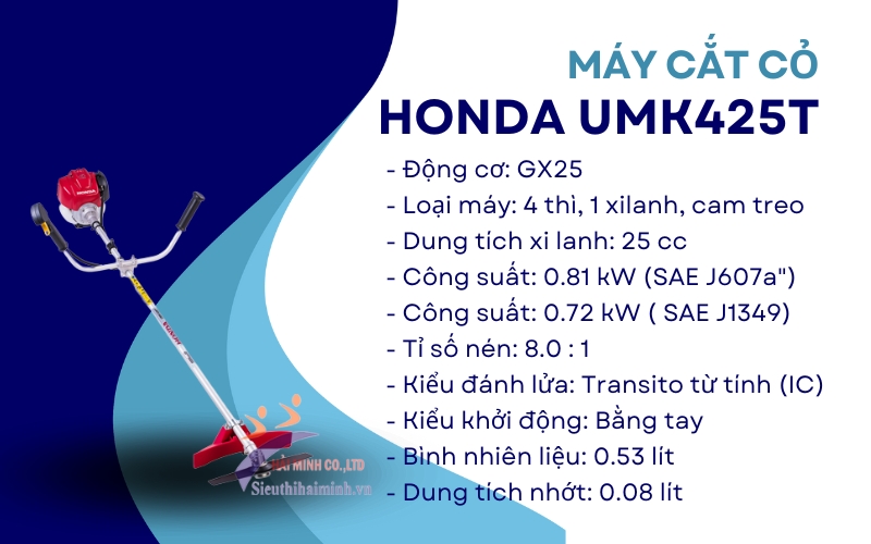 Thông số kỹ thuật của Máy cắt cỏ Honda UMK4​25T