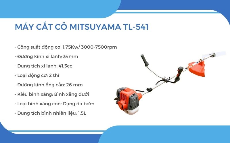 Thông số kỹ thuật của Máy cắt cỏ Mitsuyama TL-541
