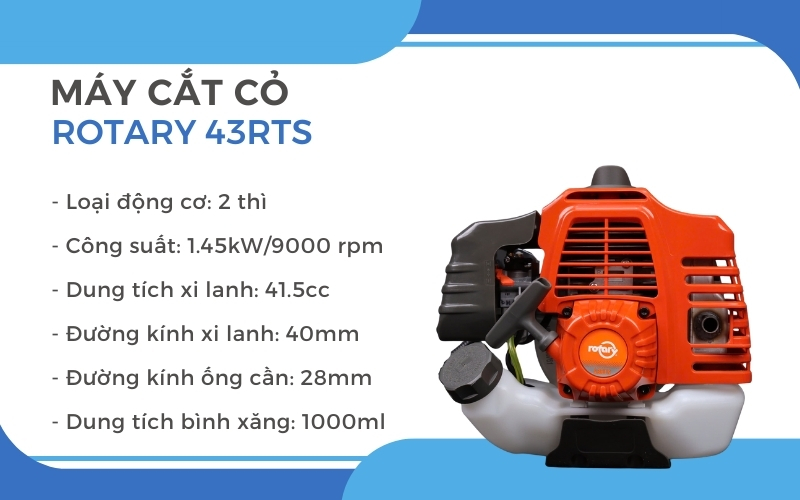 Thông số kỹ thuật của Máy cắt cỏ Rotary 43RTS