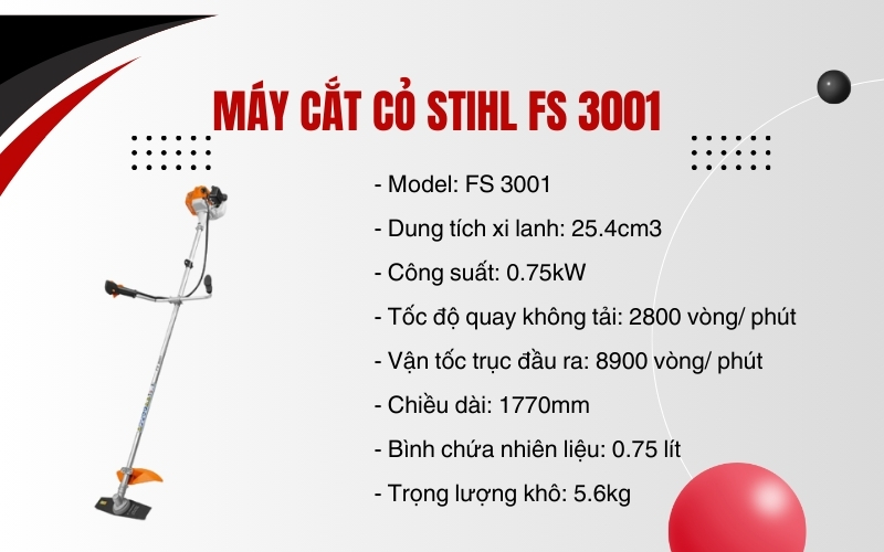 Thông số kỹ thuật của Máy cắt cỏ Stihl FS 3001