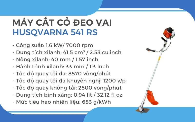 Thông số kỹ thuật của Máy cắt cỏ đeo vai Husqvarna 541 RS