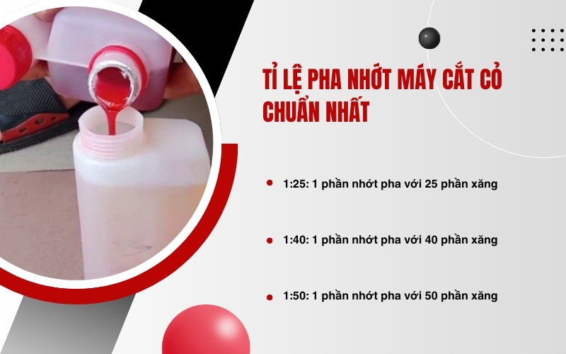 Tỉ lệ pha nhớt máy cắt cỏ chuẩn nhất