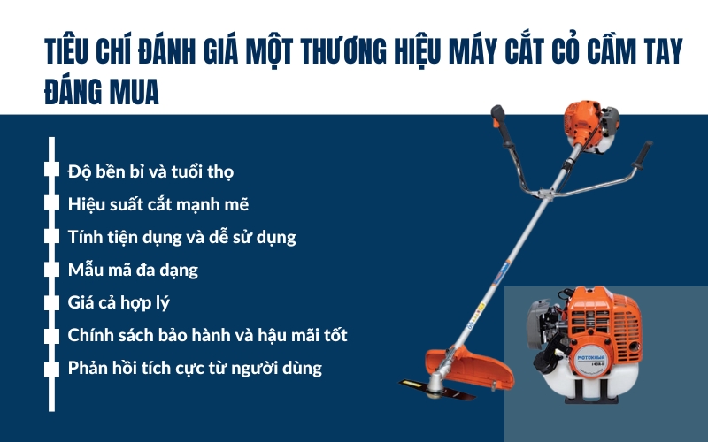 Tiêu chí đánh giá một thương hiệu máy cắt cỏ cầm tay đáng mua