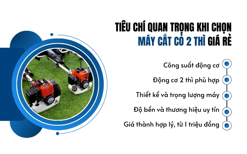 Tiêu chí quan trọng khi chọn máy cắt cỏ 2 thì giá rẻ
