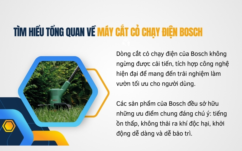 Tìm hiểu tổng quan về máy cắt cỏ chạy điện Bosch